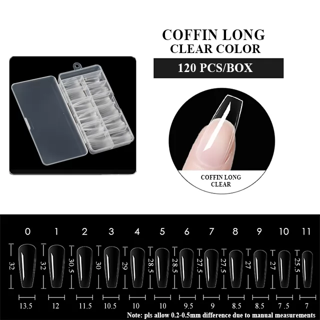 COFFIN LONG CLEAR COLOR 120pcs/box