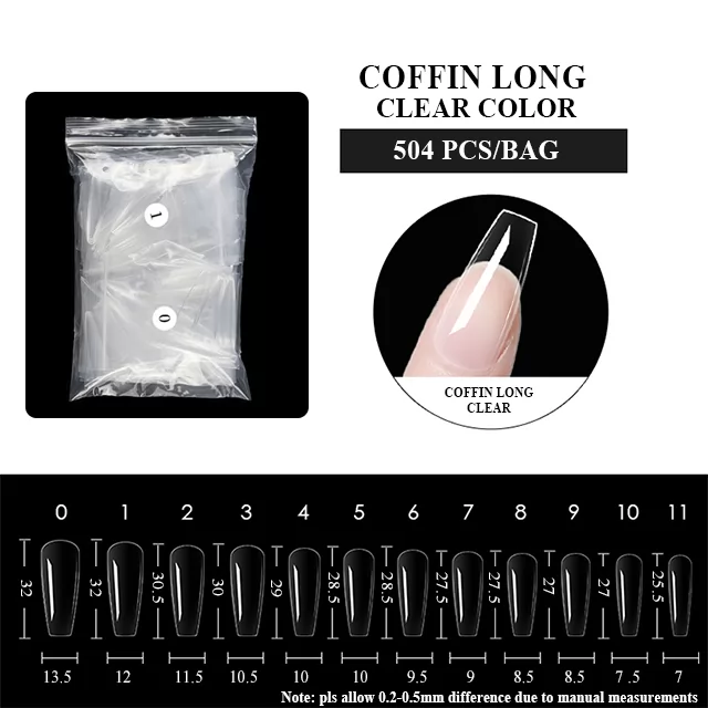 COFFIN LONG CLEAR COLOR 504pcs/bag
