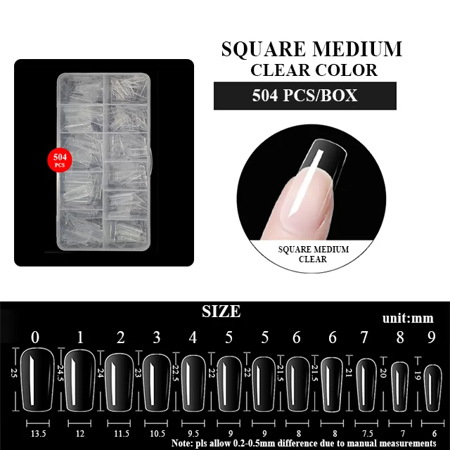 SQUARE MEDIUM CLEAR COLOR 504pcs/PP box