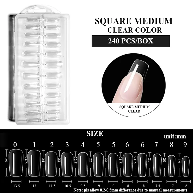 SQUARE MEDIUM CLEAR COLOR 240pcs/box-1