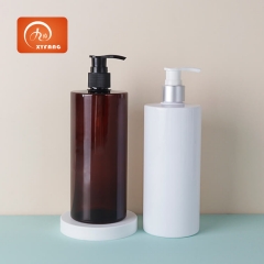 500ml Plastic bottle PET shampoo bottles Round lotion bottle Refillable pump dispenser PET Amber plastic soap dispenser