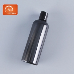 300ml Cosmo round transprent grey plastic bottle Refillable shampoo and conditioner dispenser Empty shower plastic bottles Skin care packaging Beauty