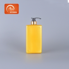 Factory Direct 850ml Yellow Square Shampoo bottle Liquid soap dispenser Refillable plastic bottle Shampoo and conditioner dispenser bottle