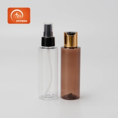 New Design 120ml Transparent spray bottle brown lotion toner bottle gold cap toner bottle custom skin care packaging