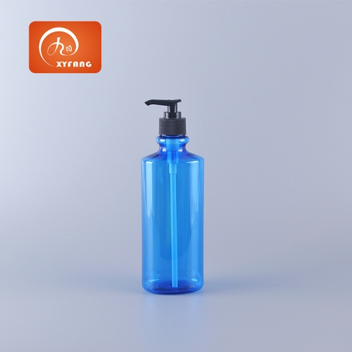 500ml Pet Plastic bottle with lotion pump Luxury shampoo bottle Transparent blue shower gel bottle Hand wash bottle