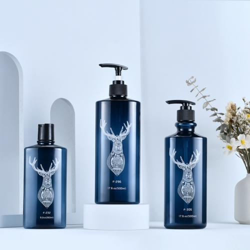 50/260/500ml Pet Plastic bottle with lotion pump Luxury shampoo bottle Transparent blue shower gel bottle Hand wash bottle