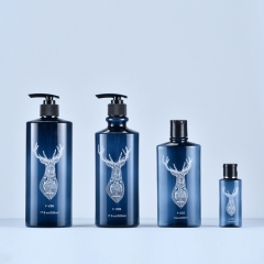 50/260/500ml Pet Plastic bottle with lotion pump Luxury shampoo bottle Transparent blue shower gel bottle Hand wash bottle