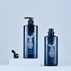 50/260/500ml Pet Plastic bottle with lotion pump Luxury shampoo bottle Transparent blue shower gel bottle Hand wash bottle