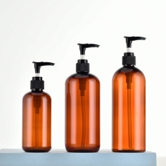 250/500毫升化妆品塑料容器茶色洗发水沐浴露瓶圆形PET塑料瓶