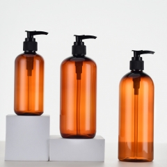 250/500毫升化妆品塑料容器茶色洗发水沐浴露瓶圆形PET塑料瓶