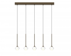 5-Light Ceiling Pendant Light, Modern Indoor Mini Premium Crystal Glass Hanging Light Fixture with Adjustable Length for Living room