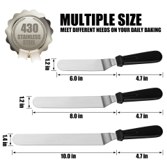 TACGEA Icing Spatula, Offset Spatula for Cake Decorating, Baking, Angled Frosting Spatula with 6, 8 10 inch Stainless Steel Blade, Set of 3