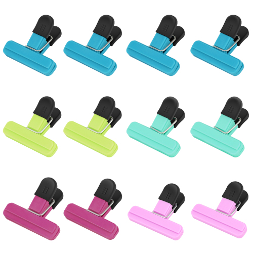 TACGEA Chip Clips, 12 Pack Food Clips, Bag Clips for Food Storage with Air Tight Seal Grip (3''x2.5'')