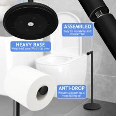 TACGEA Toilet Paper Holder Stand, Bathroom Toilet Paper Roll Holder Stainless Steel Free Standing, Storage for 4 Rolls of Paper, Matte Black