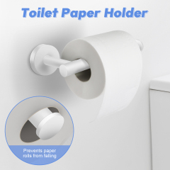 TACGEA Bathroom Hardware Set of 8 Piece, Towel Racks for Bathroom Wall Mounted - Includes 16" Stainless Steel Towel Bar, Toilet Paper Holder, Towel Ring, Robe Hooks, Soap Racks (White)