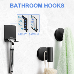 TACGEA Bathroom Hardware Set of 8, Towel Racks for Bathroom Wall Mounted - Includes 16" Stainless Steel Towel Bar, Toilet Paper Holder, Towel Ring, Robe Hooks, Soap Racks (Matte Black)