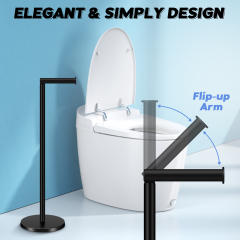TACGEA Toilet Paper Holder Stand, Bathroom Toilet Paper Roll Holder Stainless Steel Free Standing, Storage for 4 Rolls of Paper, Matte Black