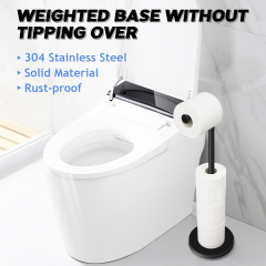 TACGEA Toilet Paper Holder Stand, Bathroom Toilet Paper Roll Holder Stainless Steel Free Standing, Storage for 4 Rolls of Paper, Matte Black