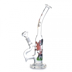 Water Pipe Hookah Shisha Bong 10'' Heavy Glass Smoke Cartoon Ice Catcher Beaker multi-color