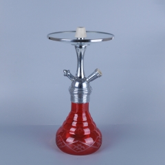 Red design hookah with 2 hose