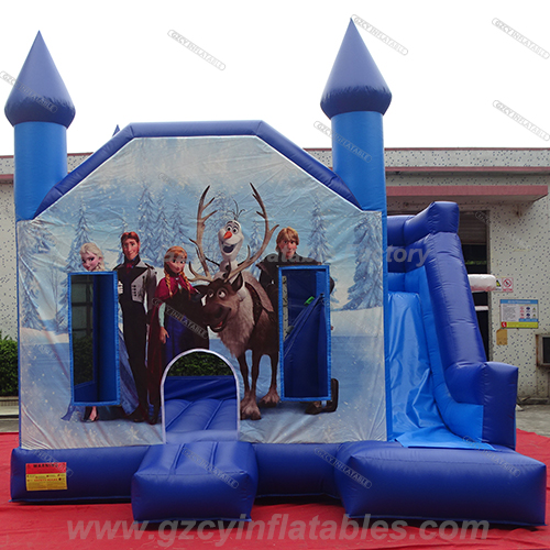 Frozen inflatable jump bouncer with slide