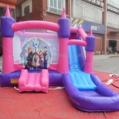 Frozen inflatable bouncer castle with water slide