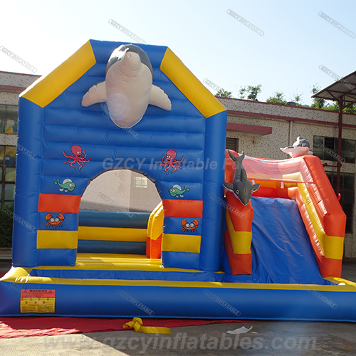 Dolphins Bounce House With Slide Combo Pool