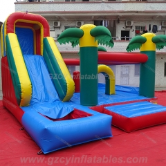 Tropical Bounce House With Slide Combo Pool