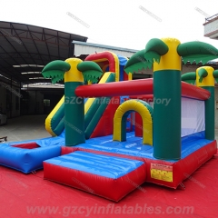 Tropical Bounce House With Slide Combo Pool