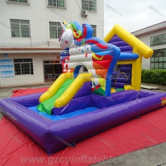 Unicorn Bounce House With Slide Combo Pool