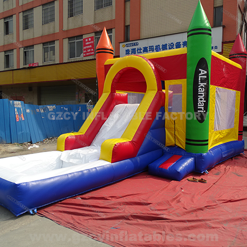 Crayon Inflatable Bounce House With Ball Pit