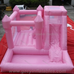 Pink bounce house soft play equipment with ball pit
