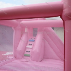 Pink bounce house soft play equipment with ball pit