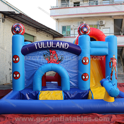 Spiderman inflatable slide bouncer water pool