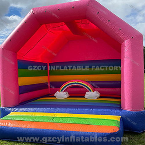 Commercial kids Inflatable Bounce Rainbow Jumping Castle