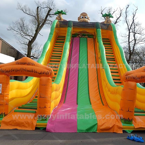Big water inflatable playground slide monkey palm tree