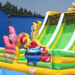 Popular inflatable cartoon slide double lane commercial grade kids PVC slide