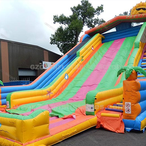 Giant cartoon bouncy castle slide, kids party trampoline with slide