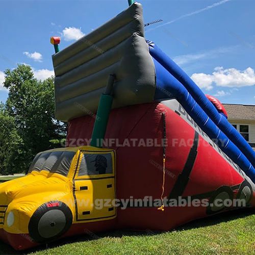 Custom outdoor inflatable big truck trampoline with slides
