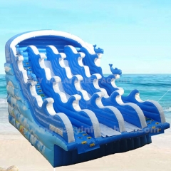 Giant blue commercial water slide inflatable water park slide