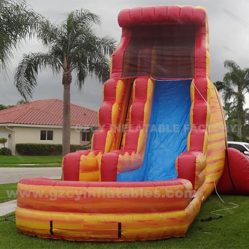 Giant inflatable flame water slide with pool