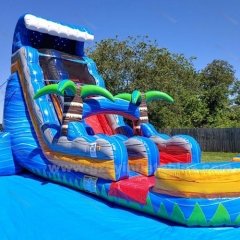 Commercial kids blue large dual lane inflatable water slide