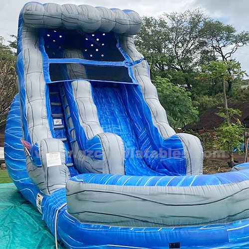 Giant blue bouncy castle with slide jumping slide swimming pool slide
