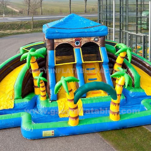 Tropical Palm Tree Water Slide Inflatable Slide Kids Water Park