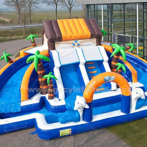 Kids Play Inflatable Slide Kids Water Park / Inflatable Water Slide With Swimming Pool
