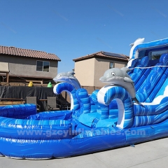 Water slide with dolphin inflatable slide pool