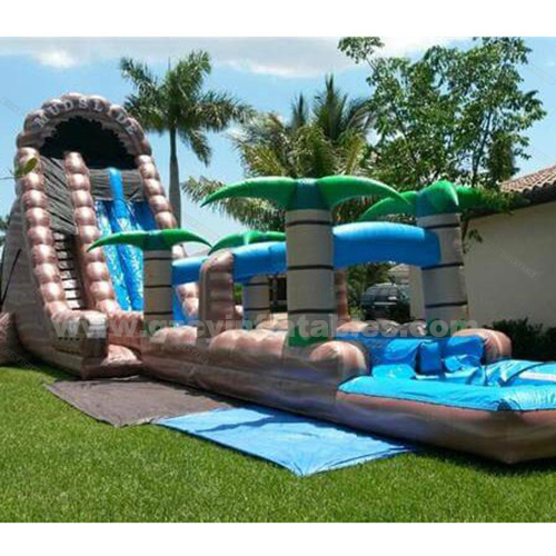 Tropical Mud Slide Double Lane water slide With Pool