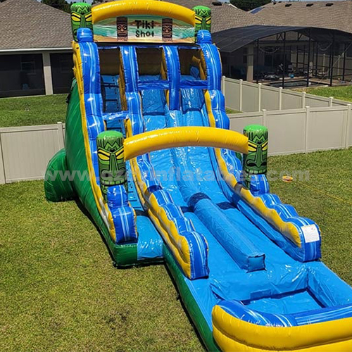 Tiki Shot Double Lane Water Slide with Pool