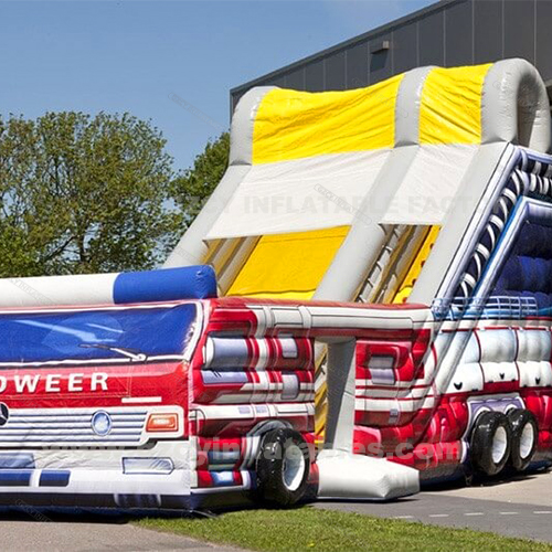 Inflatable Lorry Commercial Inflatable Fire Truck Bounce House Water Slide
