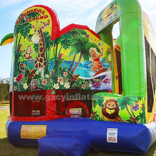 Tropical Inflatable Combo Bounce House Jumping Castle
